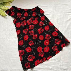 𝅺🌺COMO Black One Shoulder Ruffle Floral Print Dress🌺